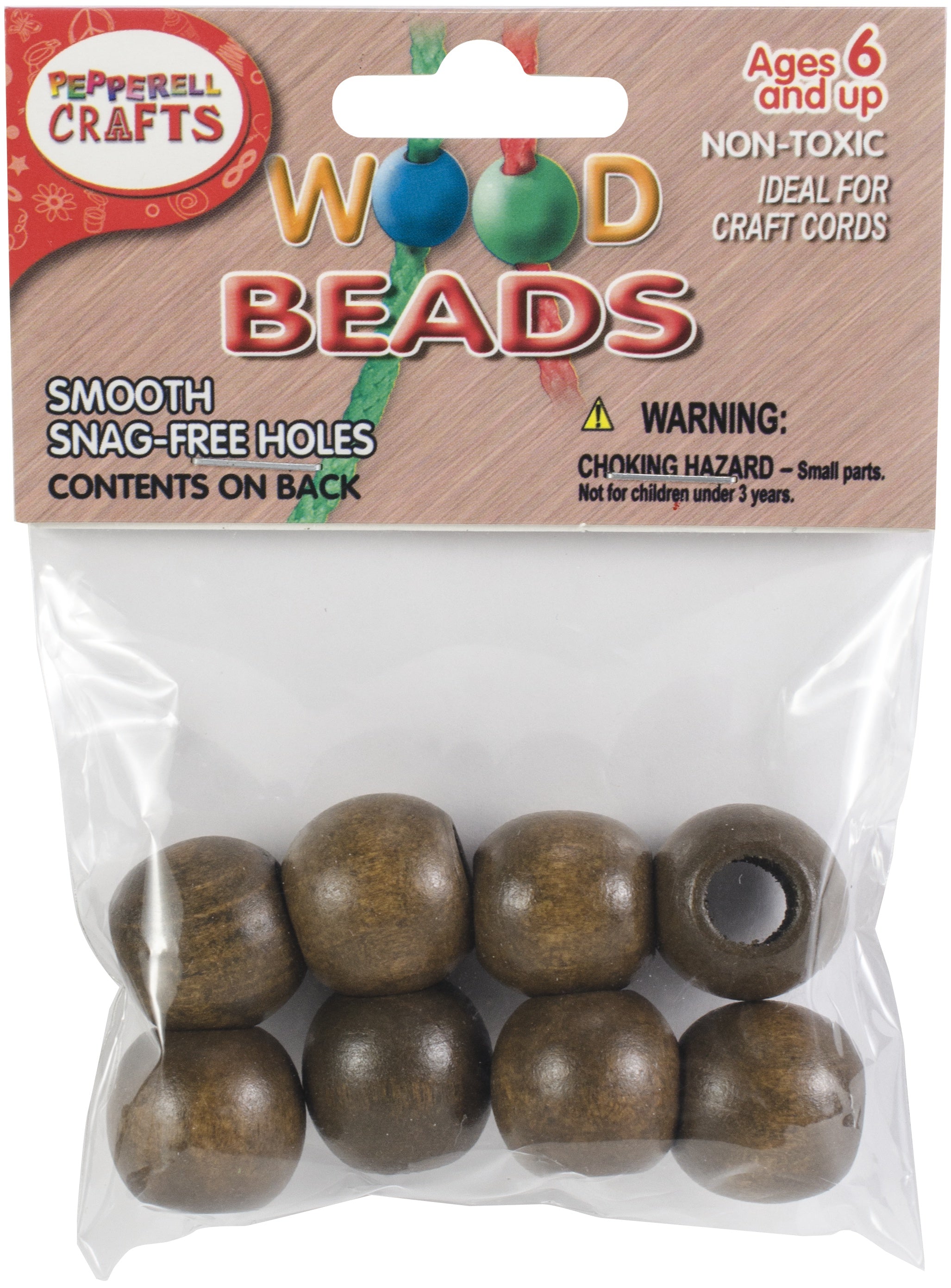 Wood Beads 20mm Round Walnut