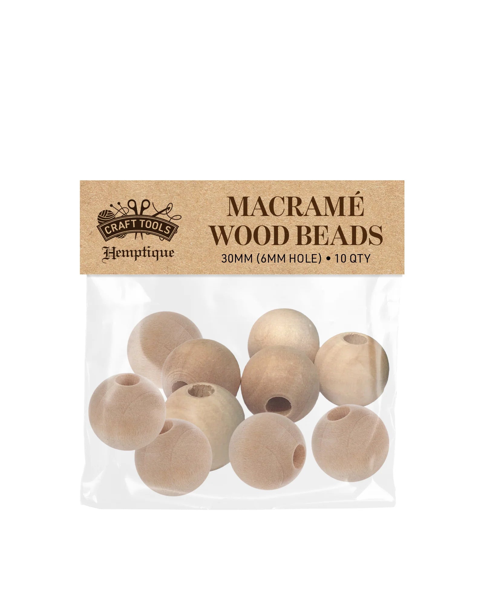 Wood Macrame Beads 30mm
