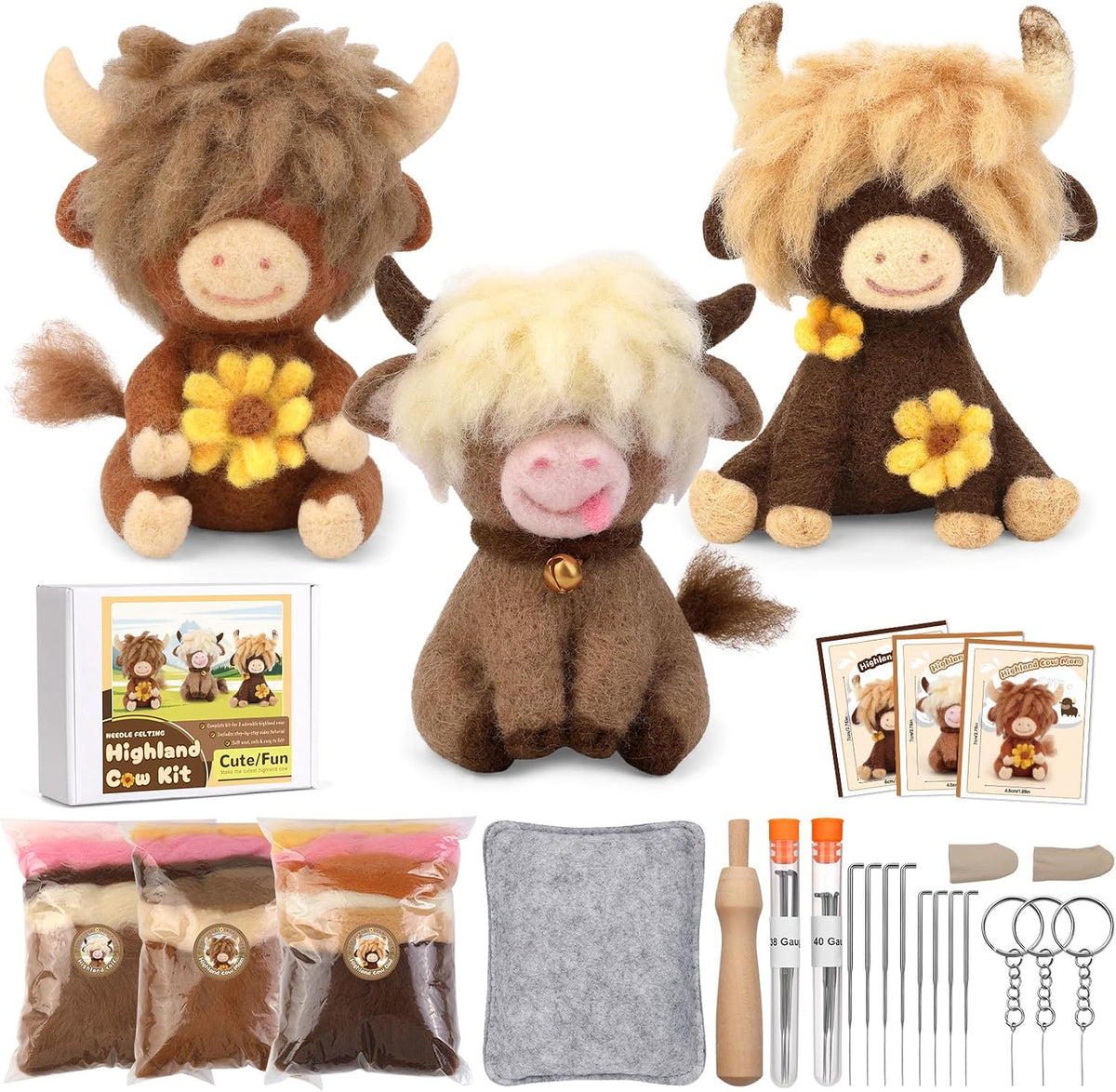 Highland Cow Needle Felting Kit
